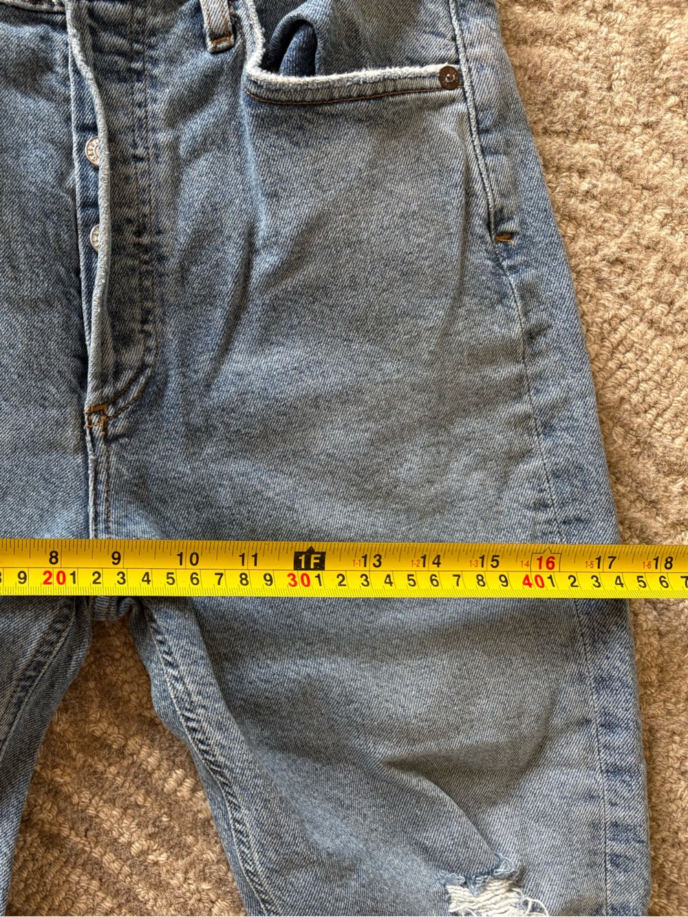 AGOLDE Riley High Rise button front Distressed Ripped Cropped Ankle Jean Wm 25 - Picture 5 of 13
